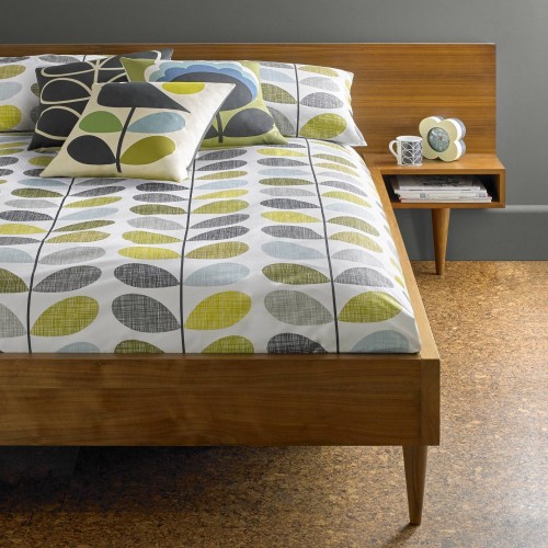 Orla Kiely bed set. Scribble floral print and stem. Natural style. 100% cotton, 200 thread count.