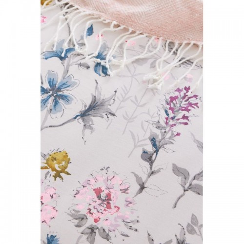 Wild Meadow, Laura Ashley. Simulates watercolor of flowers in blue yellow and pink. Soft cotton, 200 thread count. Reversible.