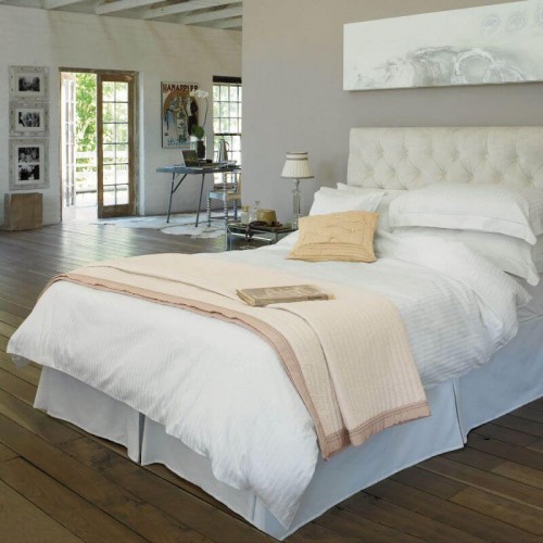 Shalford White, Laura Ashley. 400 thread count cotton, classic style. Printed with satin stripes and piped edge.