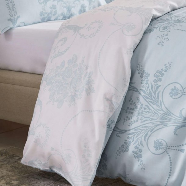 Classic floral design, Laura Ashley. Inspired by 18th century France, seaspray. 200 thread count cotton sateen. Reversible.