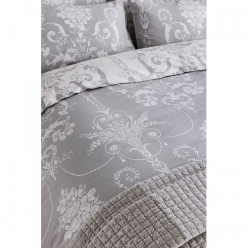 Classic floral design, Laura Ashley. Inspired by 18th century France, steel. 200 thread count cotton sateen. Reversible.