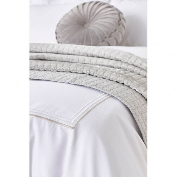 Mayfar bedding set, Laura Ashley. Simple light gray embroidery. Percale cotton 200 thread count. Includes 1 or 2 pillowcases.