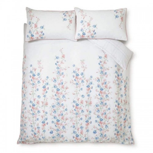 Charlotte Pink and Blue Flowers Set, Laura Ashley. Flowering clusters intertwined with tendrils. 100% cotton. Welt detail.
