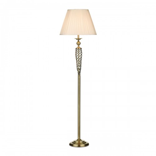Siam lamp, antique brass. Pleated white shade and metallic structure. It is turned on with the foot.