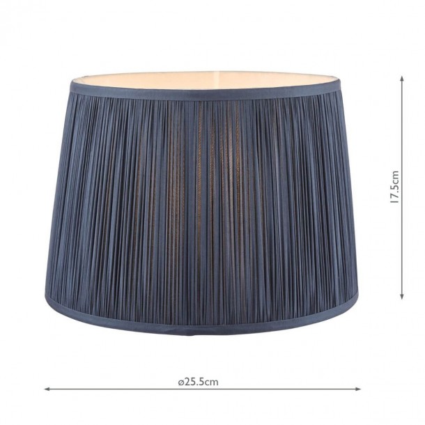 Laura Ashley traditional silk shade midnight blue. pleated design. Available in various diameters.