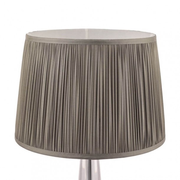 Laura Ashley traditional silk shade charcoal. pleated design. Available in various diameters.