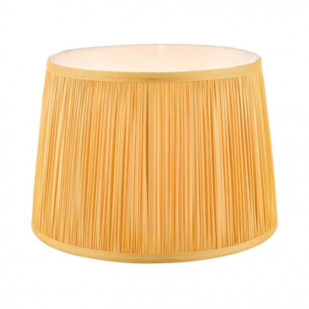 Laura Ashley traditional silk shade ochre. Pleated design. Available in various diameters.