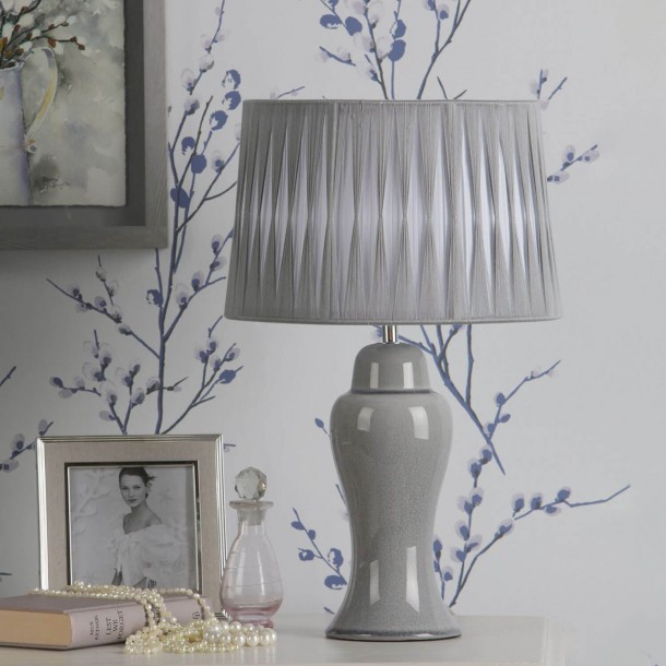 Laura Ashley pleated lampshade, with two layers that combines sea blue and ivory tones. Diameter 30 cm.