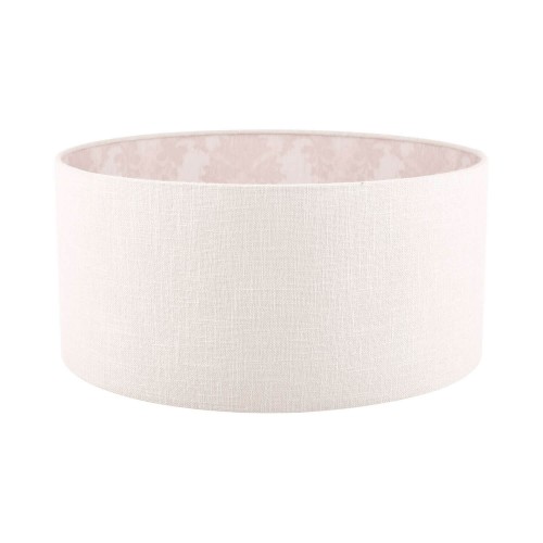 Hazelton Cylinder Shade, Laura Ashley. Silver exterior and pink interior. Linen and silk. Romantic Opulence Collection.