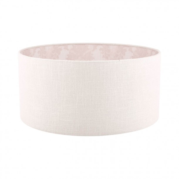 Hazelton Cylinder Shade, Laura Ashley. Silver exterior and pink interior. Linen and silk. Romantic Opulence Collection.