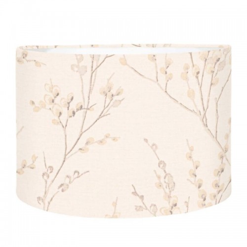 Pussy Willow Cylinder Shade, Laura Ashley. Gray and white leaves. Handmade, ivory background. Table cover. 2 sizes.