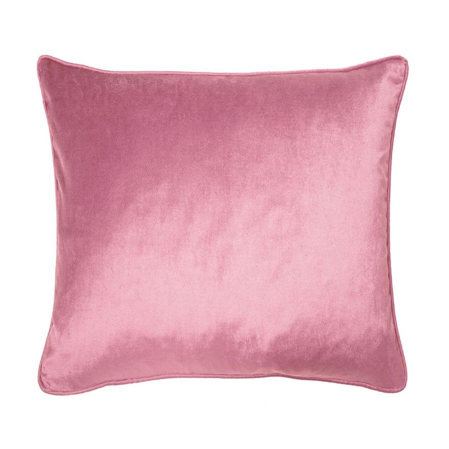 Cojín de terciopelo Nigella, de Laura Ashley en tono rosa peonía. Cuadrado 50 x 50 cm. Relleno incluido.