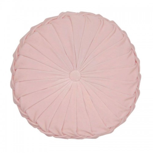 Rosanna Round Polyester Cushion, Laura Ashley, Classic Style. Central button, in blush tone. 35cm in diameter.