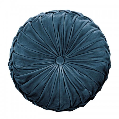 Rosanna Round Polyester Cushion, Laura Ashley, Classic Style. Central button, in dark seaspray tone. 35cm in diameter.