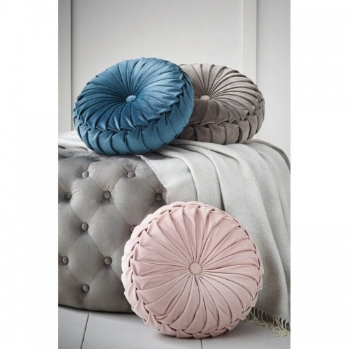 Rosanna Round Polyester Cushion, Laura Ashley, Classic Style. Central button, in dark seaspray tone. 35cm in diameter.