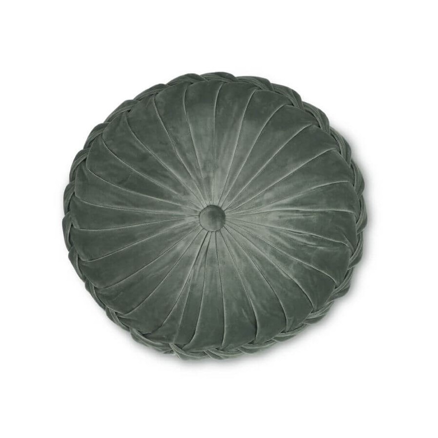 Rosanna Round Polyester Cushion, Laura Ashley, Classic Style. Central button, in fern tone. 35cm in diameter.