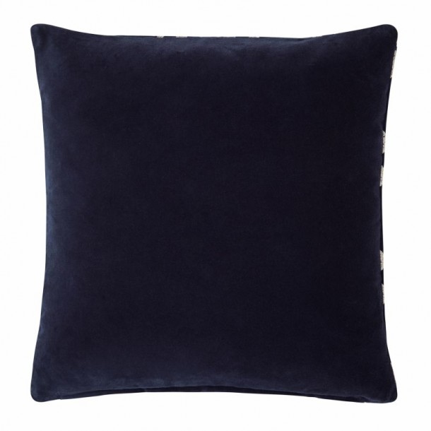 Laura Ashley midnight blue cushion, with embroidered diamonds in ivory. Filled with microfiber and measures 45 x 45 cm.