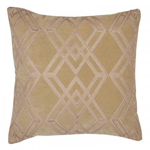 Laura Ashley antique gold cushion, with embroidered diamonds in ivory. Filled with microfiber and measures 45 x 45 cm.
