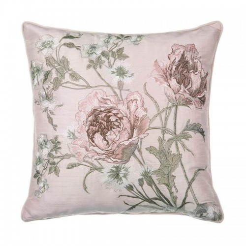 Aurelie embroidered cushion with flowers, Laura Ashley. Pink blush background. Includes feather padding. It measures 43 x 43 cm.
