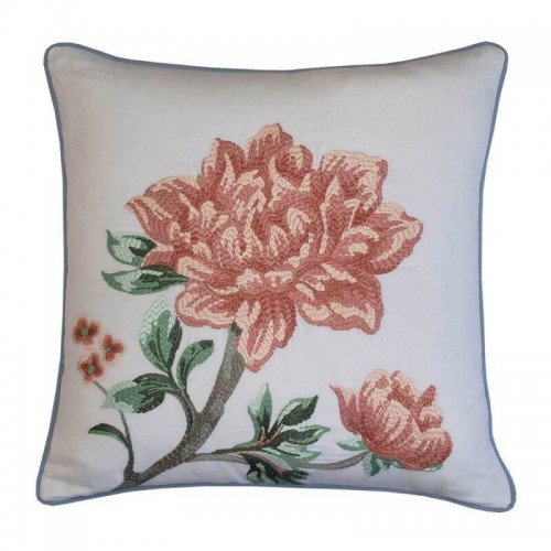 Tapestry Floral Cushion, Laura Ashley. Simulates tapestries, white background and seaspray trim. Includes padding. 50x50cm.