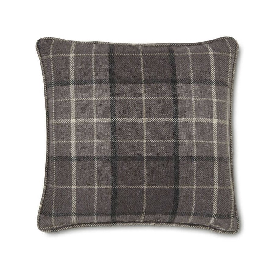 Alfriston Throw Pillow, Laura Ashley. Pale charcoal with edging. Classic checkered design. Includes feather padding. 45x45cm.