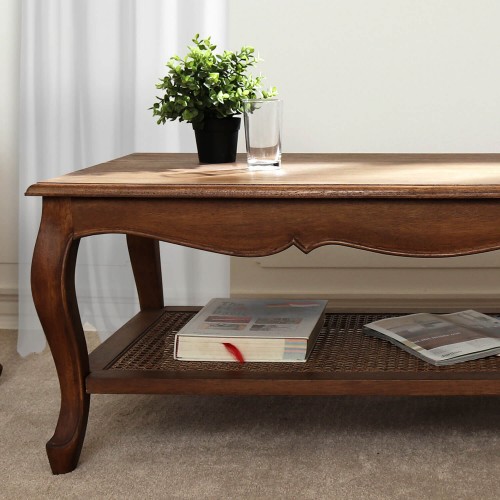 Center table. Montpellier Collection, Laura Ashley. Walnut finish on solid wood. Carved with elegant Romantic style.