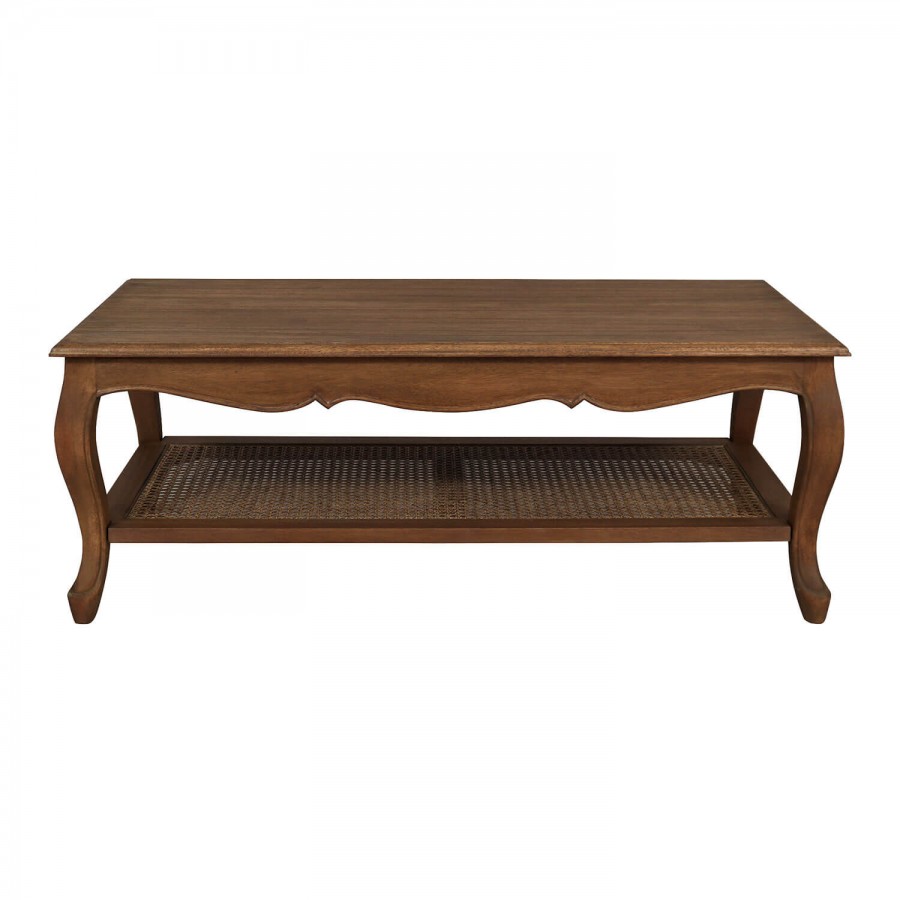 Center table. Montpellier Collection, Laura Ashley. Walnut finish on solid wood. Carved with elegant Romantic style.