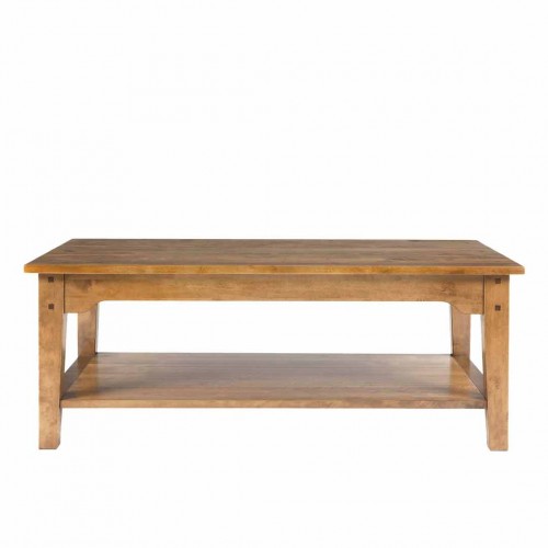 Rectangular coffee table, with smooth surface and fixed shelf. Solid birch honey finish. Garrat Collection, by Laura Ashley.