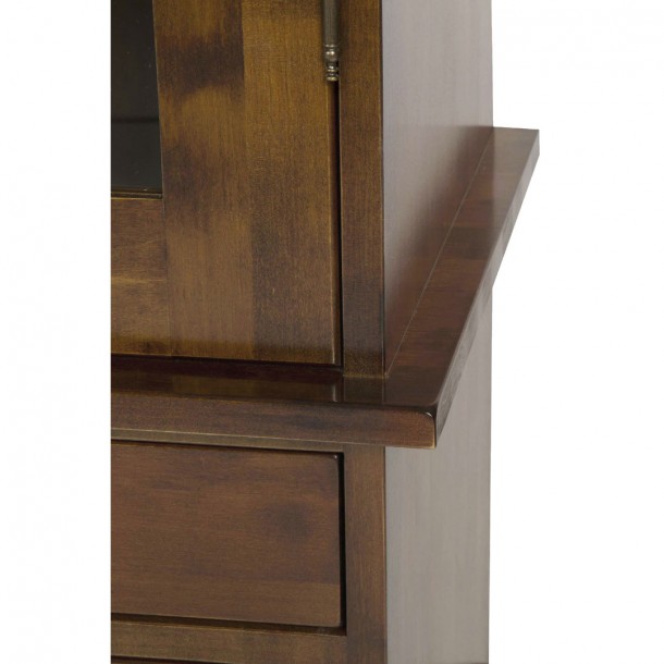 Garrat dark chestnut display unit, Laura Ashley. 4 drawers, 2 glass paneled doors and 3 adjustable shelves.