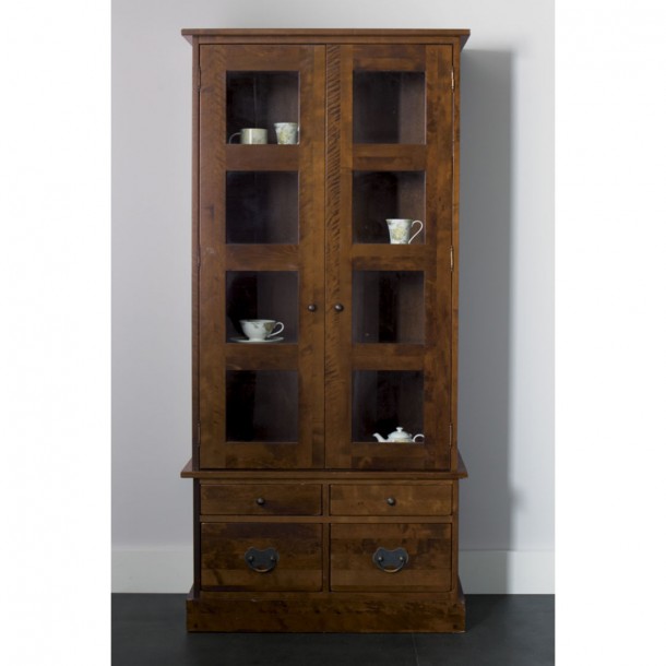 Garrat dark chestnut display unit, Laura Ashley. 4 drawers, 2 glass paneled doors and 3 adjustable shelves.