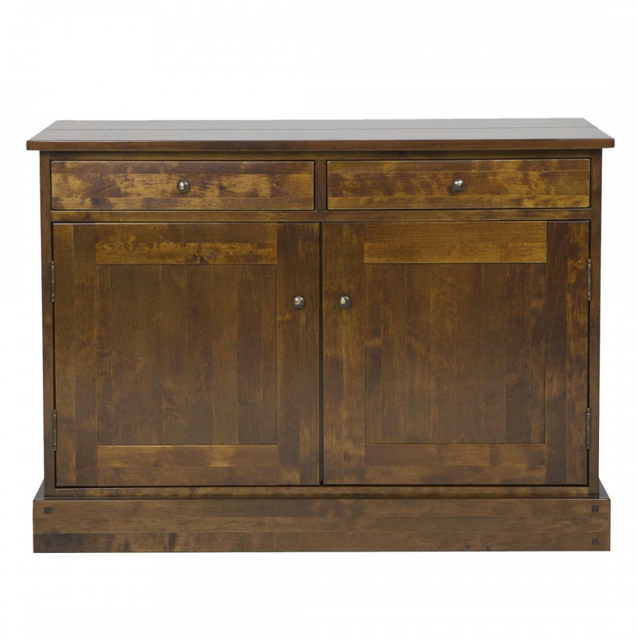 Dark chestnut sideboard. Garrat Collection, Laura Ashley. 2 drawers and 2 cupboards and adjustable shelf. Stained solid birch.