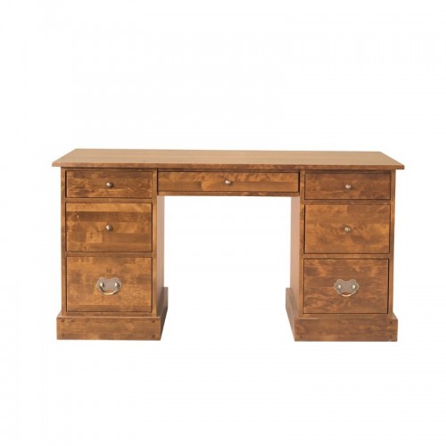 Garrat desk in honey finish. Garrat Collection, Laura Ashley. With 7 drawers that include auxiliary trays.