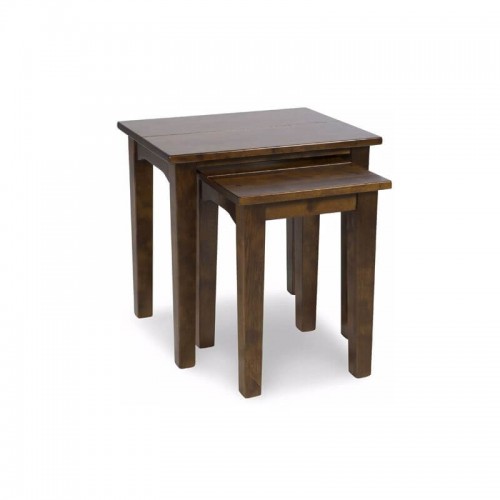 Set of nested tables in a dark chestnut finish. It belongs to the Garrat collection, by Laura Ashley.