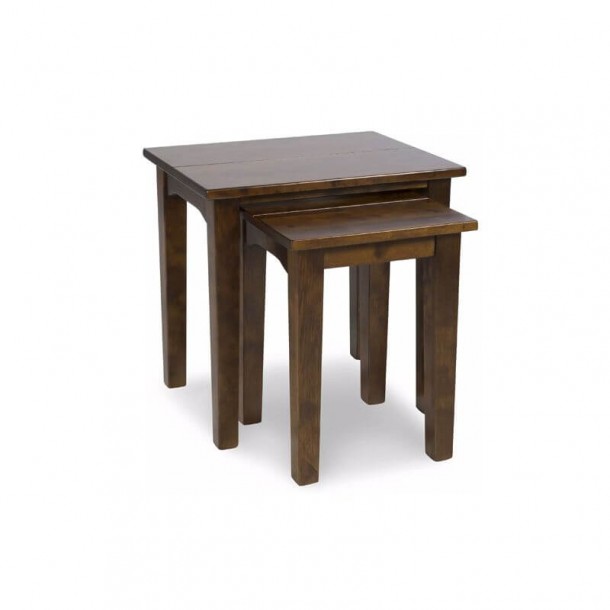 Set of nested tables in a dark chestnut finish. It belongs to the Garrat collection, by Laura Ashley.