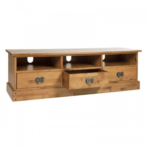 TV cabinet with 3 drawers, honey finish. Classic style. Garrat Collection, Laura Ashley. Solid birch wood.
