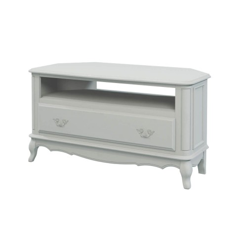 Low furniture for TV, with wide drawer. Provencale Collection, Laura Ashley. classic design. Gray finish with patina.