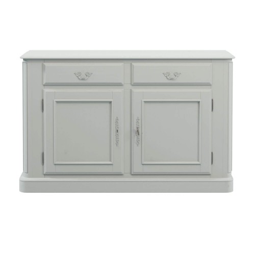 Sideboard, 2 drawers and 1 double cabinet with interior shelf. Provencale Collection, Laura Ashley. Light gray finish.