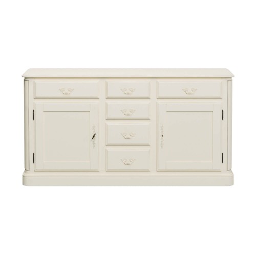 Large sideboard 2 cupboards, fixed shelf and 6 drawers. Ivory finish, patina. Classic Provencale design, Laura Ashley.