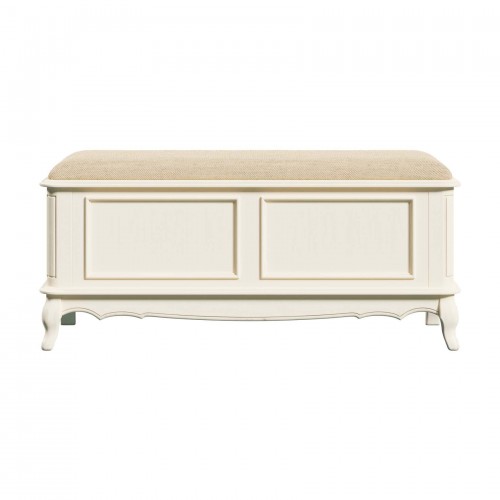 Perfect chest for the Provencale footboard, Laura Ashley. Upholstered in ivory. Ivory finish with patina. Classic design.