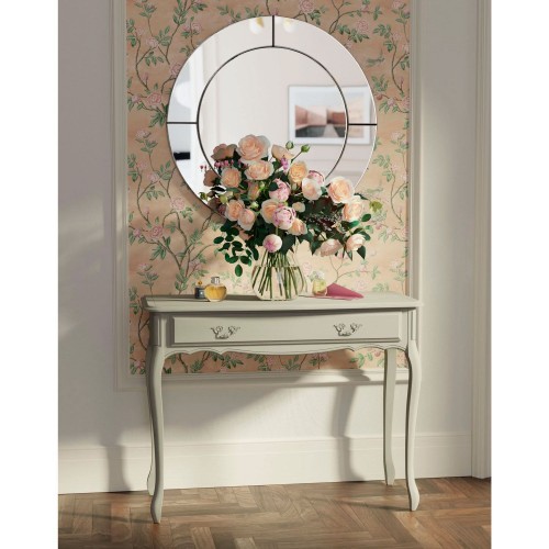 Console 1 drawer. Classic contoured leg design and carved details. Provencale Collection, Laura Ashley. Light gray finish.