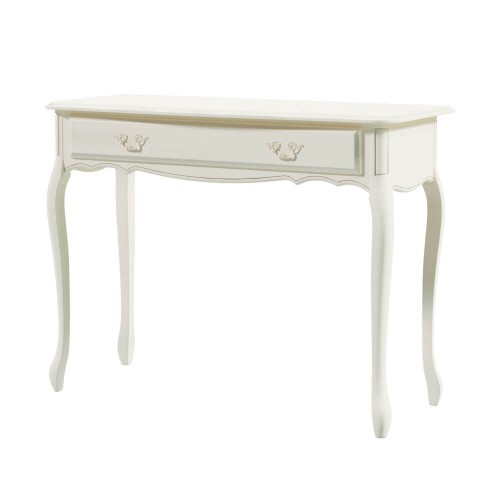 Console 1 drawer. Classic contoured leg design and carved details. Provencale Collection, Laura Ashley. Ivory finish.