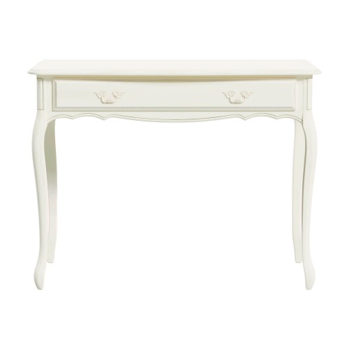 Console 1 drawer. Classic contoured leg design and carved details. Provencale Collection, Laura Ashley. Ivory finish.