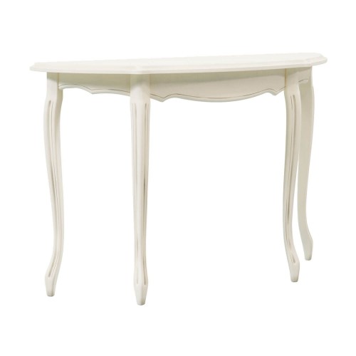 Half moon console. Classic design with carved details. Provencale Collection, Laura Ashley. Ivory finish.
