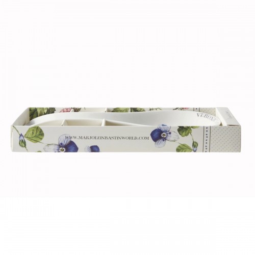 Soporte para cucharón en porcelana estampada con decoración floral de diseño. Se presenta en caja de regalo.