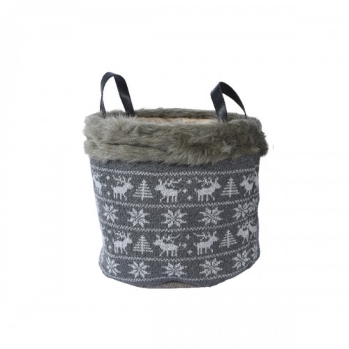 Christmas Basket Fur Edge Grey
