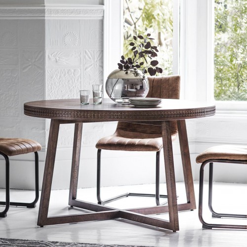 Boho Round Dining Table Brown