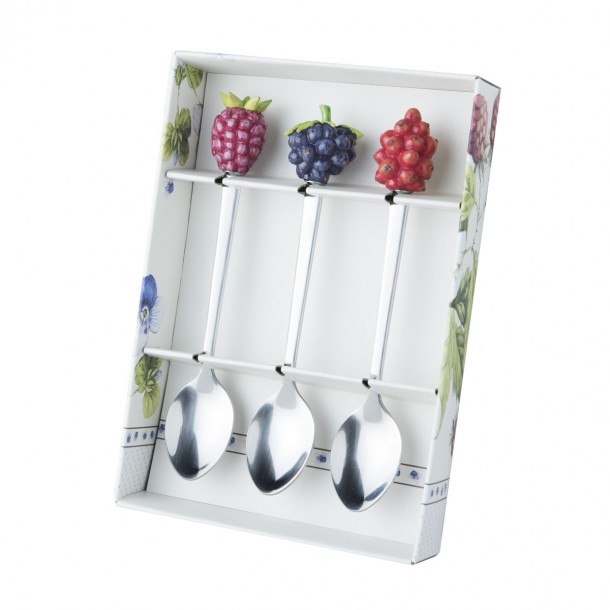 Set of 3 teaspoons in giftbox, with a lovely berry design.