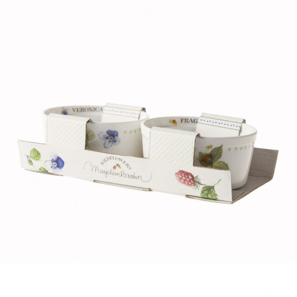 Conjunto 2 cuencos para horno tipo ramekin, en caja de regalo, estampados con decoración floral de diseño.