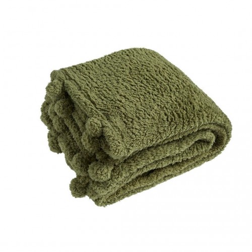 Cosy Pom Pom Throw Olive