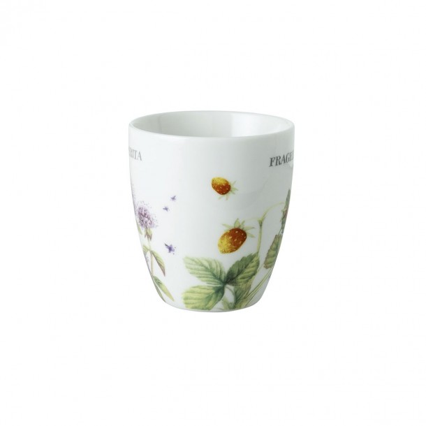 Taza mini mug de porcelana fina estampada con decoración floral de diseño.